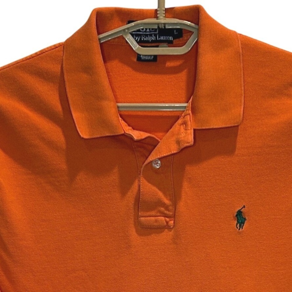 Polo‎ Ralph Lauren Polo Shirt Large Men's Orange Short Sleeve Cotton Pony Logo